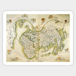 Antique Heart Shaped Old World Map Sticker